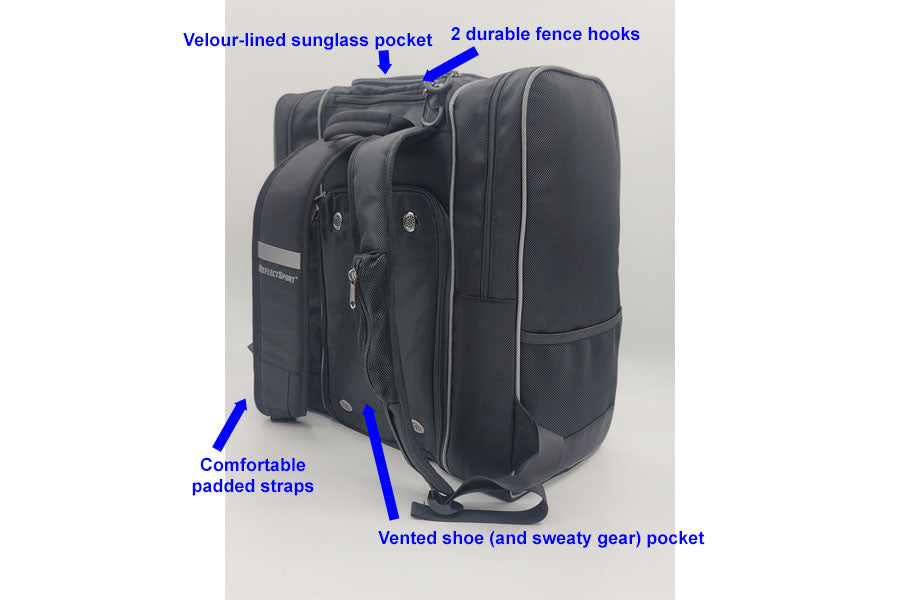 Pickleball backpack shoe hook sunglass pockets