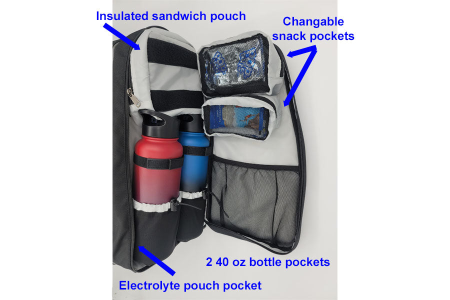 Pickleball backpack bottle snacks pocket
